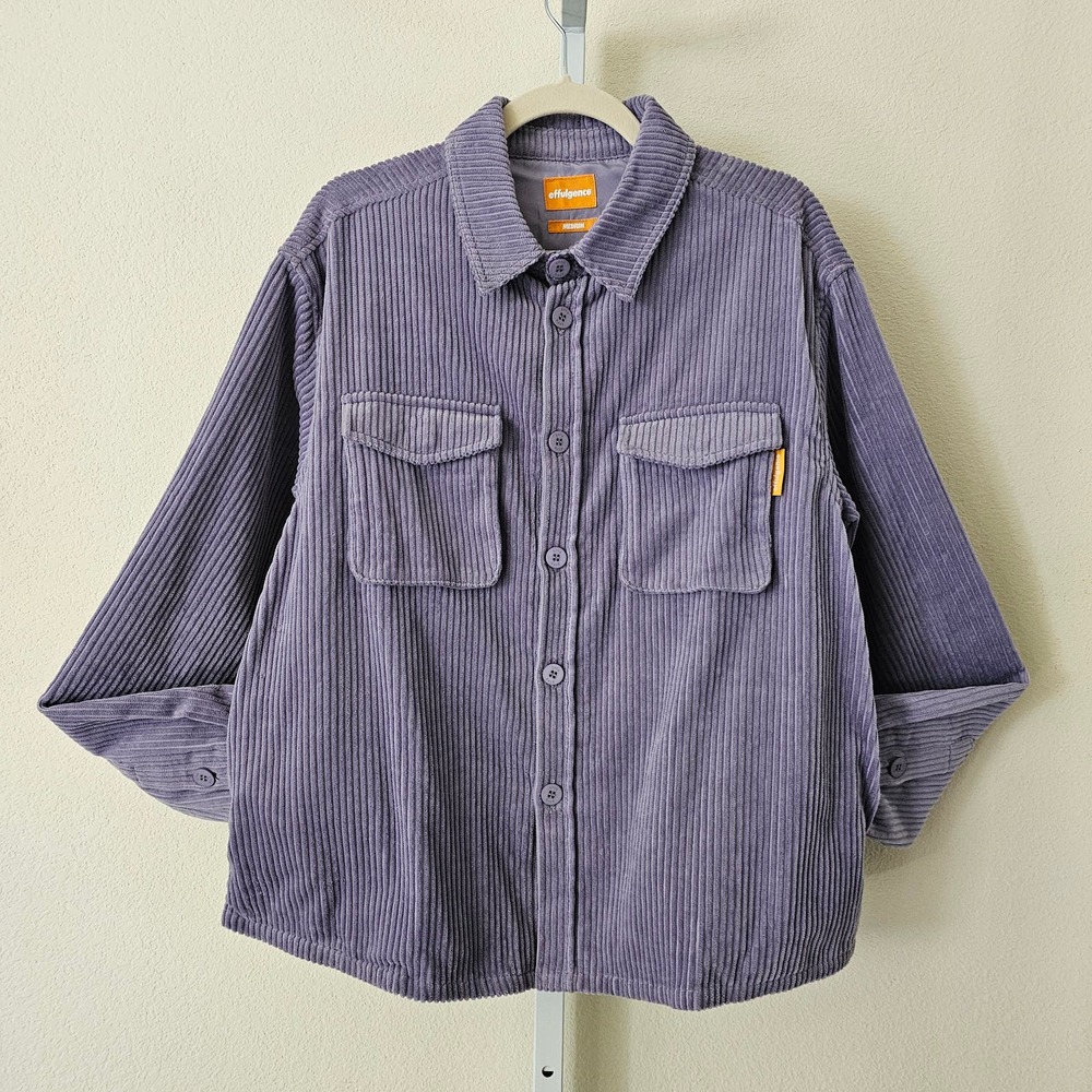 EFFULGENCE Men's Long Sleeve Lavender Corduroy Button Overshirt Jacket Sz M - Picture 2 of 16